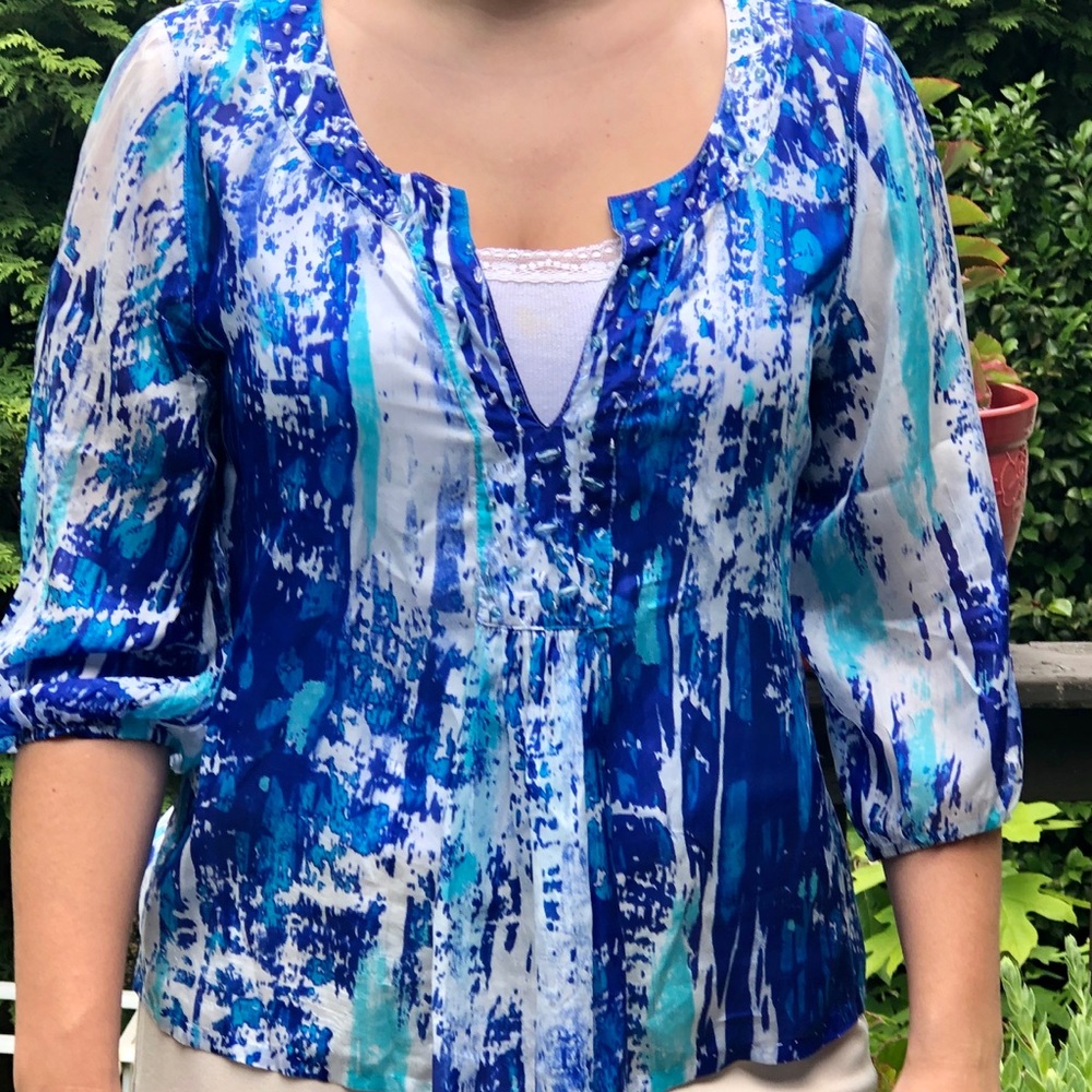 Soft Surroundings Silk Summer Blouse Tunic